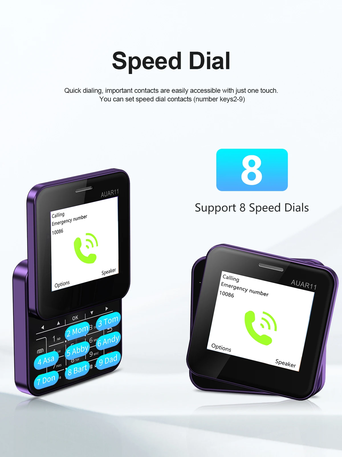 SERVO AUAR11 2.4 Inch Rotatable Screen Feature Phone Dual SIM Magic Voice Speed Dial Blacklist Flashlight FM 2G Keypad Cellphone