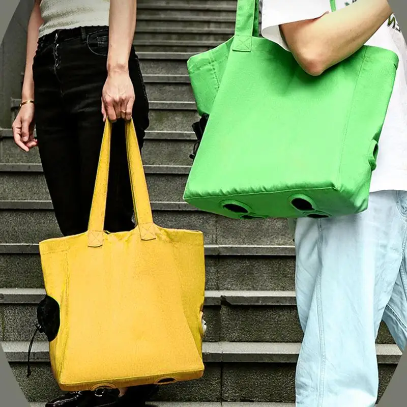 Pet Canvas Shoulder Carrying Bag Cat Carrier Small Pet Canvas Tote Pet Carrier For Small Dogs And Cats Small Animal side carrier