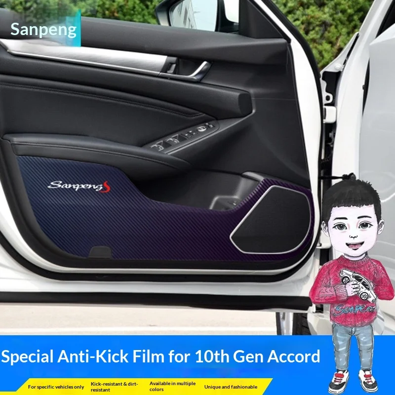 

For 10th Gen Honda Accord Door Anti-Kick Film, Modified Decorative Carbon Fiber Anti-Kick Sticker, Interior Anti-Kick Pad
