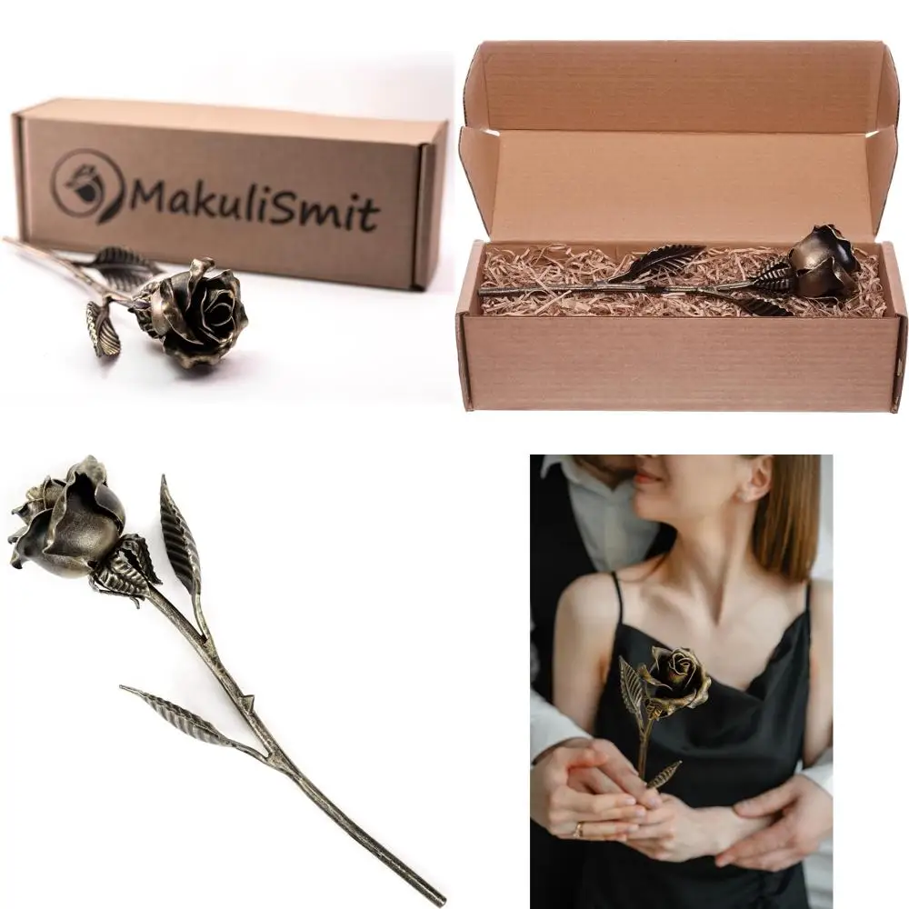 

Твердая бронзовая роза — подарок на годовщину 8 и 19 лет для нее — прочный металлический цветок Memento