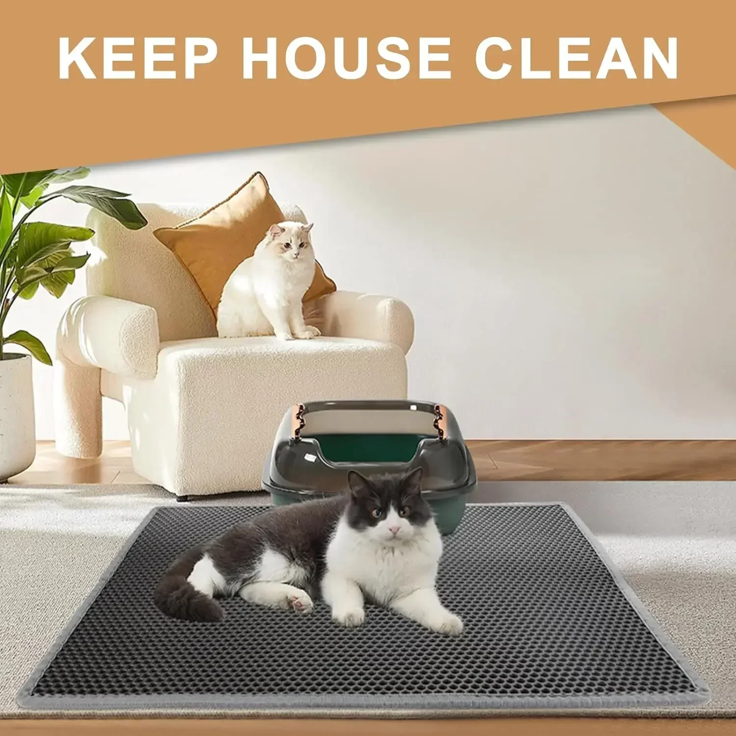 Nueva almohadilla de arena para gatos, filtro de caja de arena para gatos, anticorteyout, arena para gatos de gran tamaño EVA, almohadilla de Control de arena para mascotas de doble capa, suministros para gatos