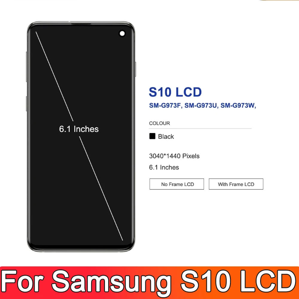 OLED For Samsung Galaxy S10 2019 SM-G9730 G973F LCD Display Touch Screen Digitizer Assembly For Samsung S10 Screen