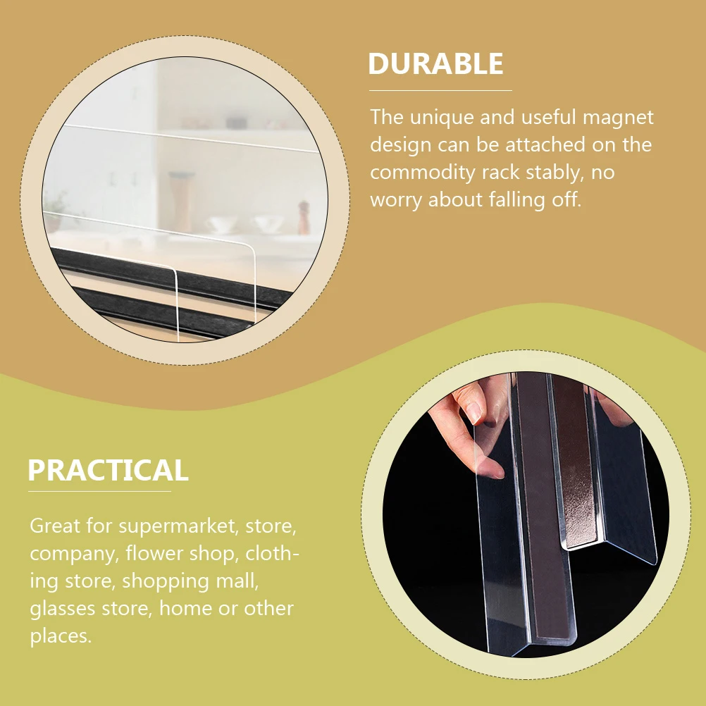 

8pcs PVC Shelf Dividers 20cm Magnetic L Shape Separators for Closet Wire Shelving Organization Clear Baffle Storage Rack