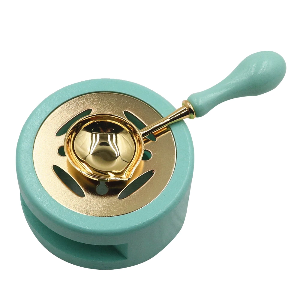 1set Wax Seal Warmer Kit, Houten Wax Seal Oven met Smeltlepel Seal Wax Smeltoven Tool voor het smelten van Lakzegelkralen