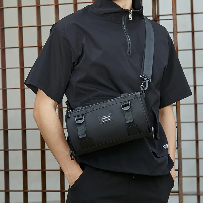 Casual Men's Crossbody Bag Fashion Brand Barrel-Shaped C rossbody Bags Men Round Bucket Shoulder Bag Male Small Sling Bag Purse