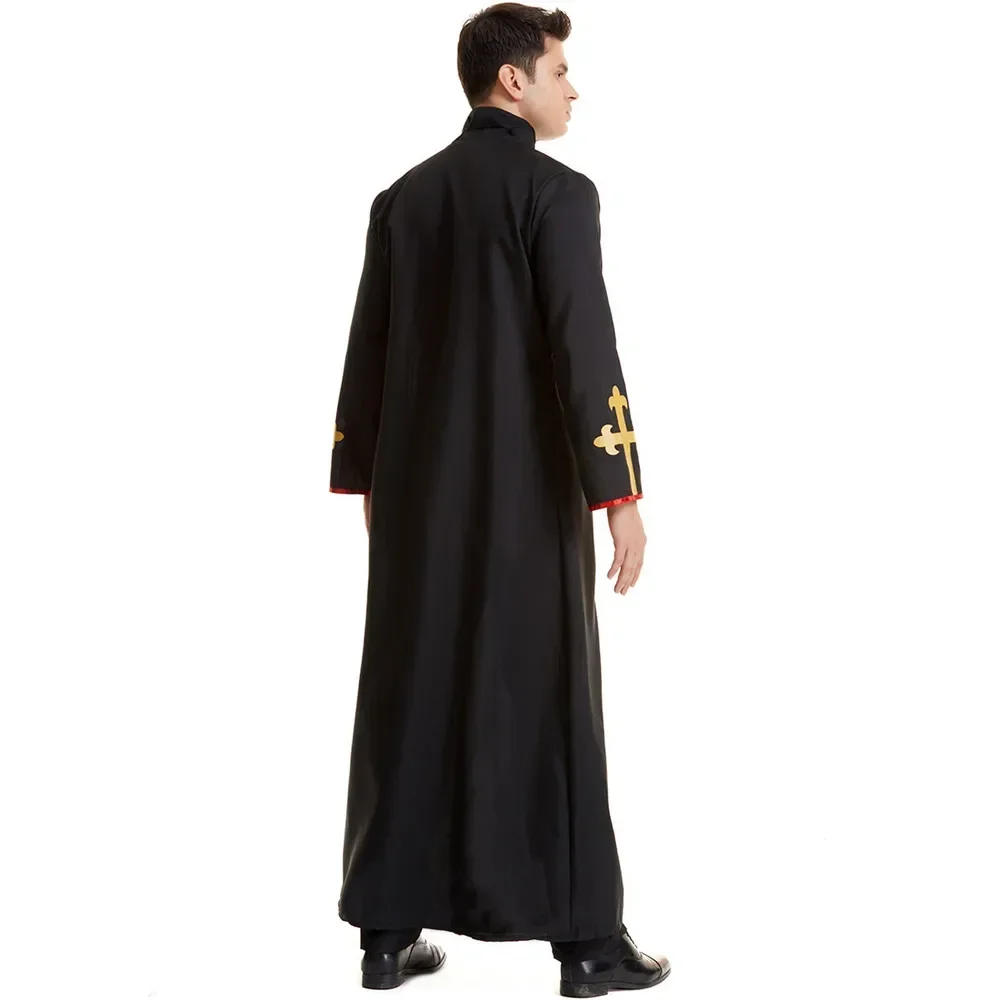 Halloween Cosplay Costume da sacerdote cattolico medievale carnevale spaventoso pastore monaco mago Fancy Party Dress