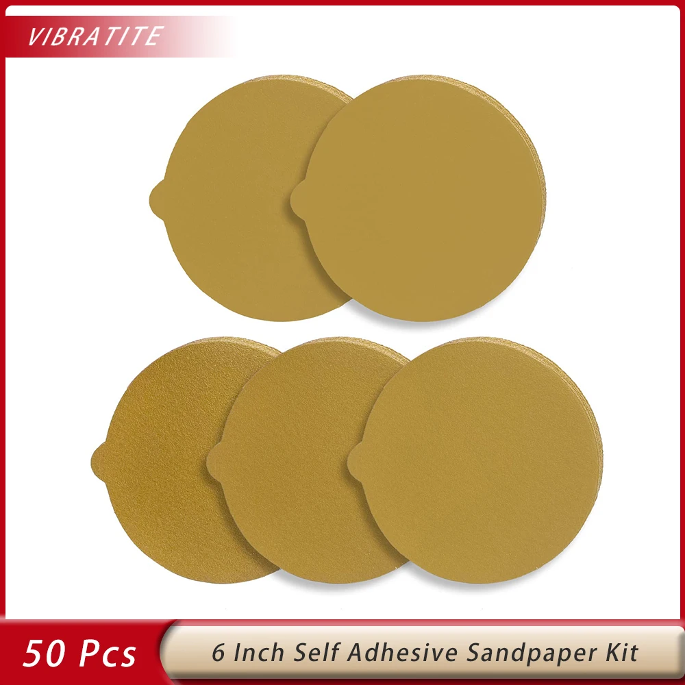 

6 Inch Sanding Discs Assorted Grit Sticky Back Sandpaper Round Self Adhesive Sand Paper for Woodworking Metal Painting