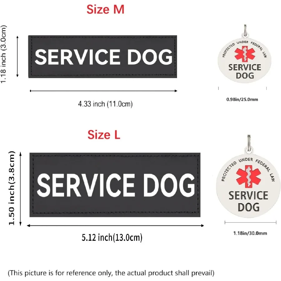 Service Dog Patch and Tag Id Tag Easily Attach to Collar Harness Vest Large 1.50 x 5.12 ih