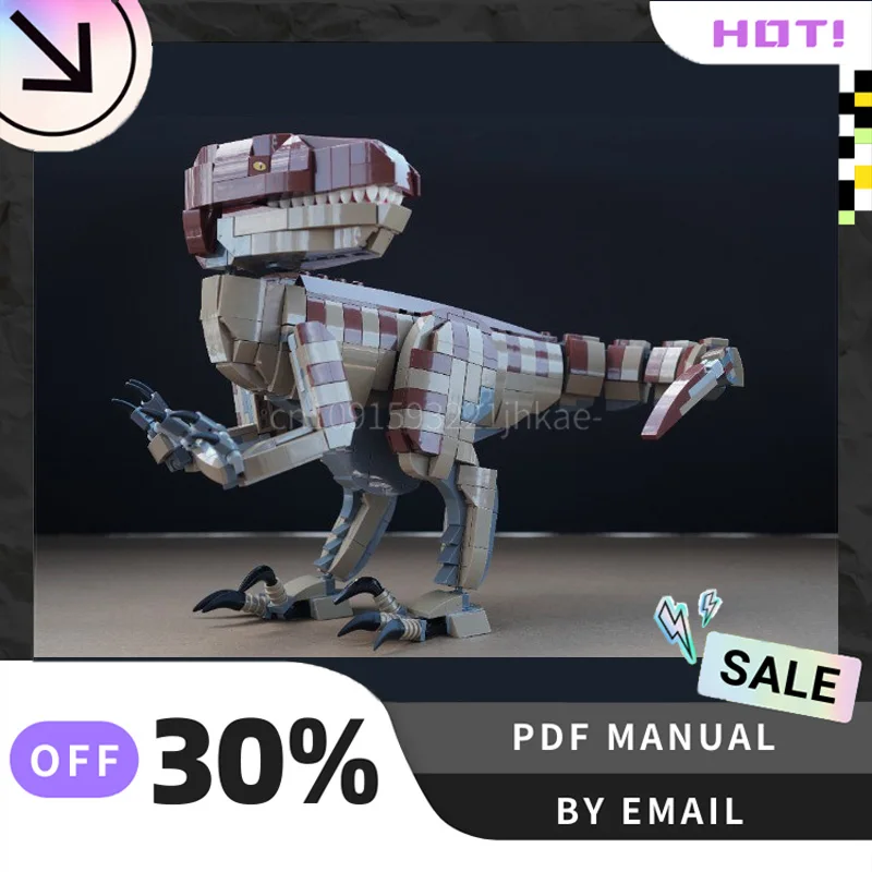 [1353PCS] Customized MOC Velociraptor Statue Creative Building Blocks Set STEM Educational Toys Construction Model Kit Birthday