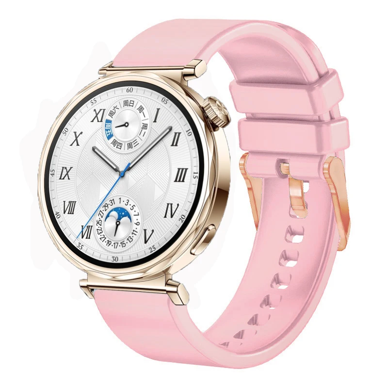 Silicone 18mm Rose Gold Buckle Strap for HUAWEI WATCH GT 5 GT4 41mm/GT5 Pro 42mm Wristbands For Garmin Venu 2S 3S Band Bracelet