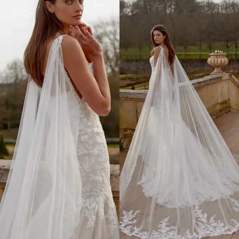 

Свадебные накидки-шали на заказ, длинные плащи с кружевной отделкой и аппликациями, свадебные накидки, жакеты на заказ