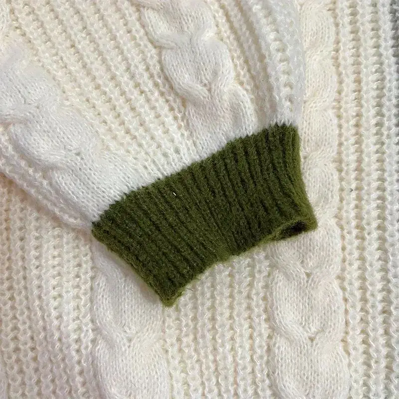 2024 Vest Taylor Versie Groene Wijnstok Geborduurde Knoop Naar Beneden Kabel Gebreide Trui Vrouwen Herfst Winter Vintage Outfit