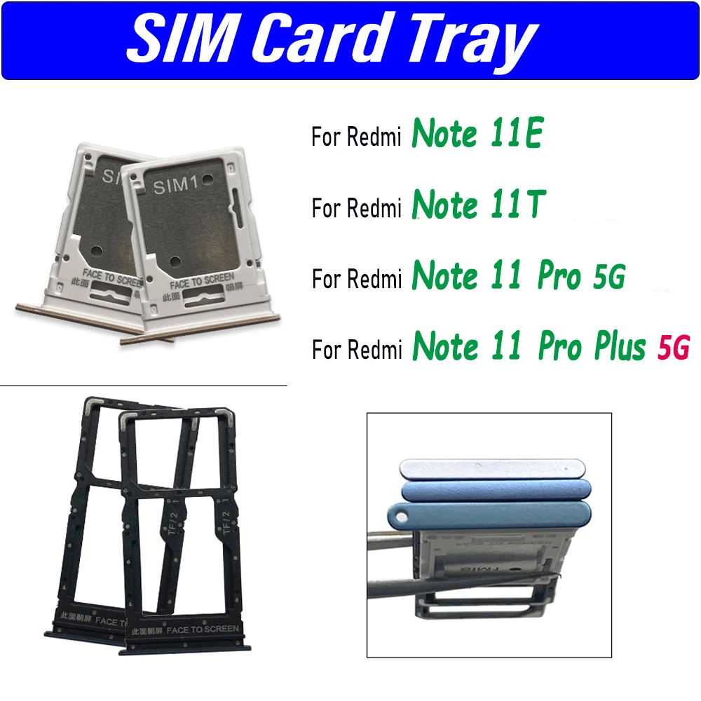 Dual SIM Card Tray Slot For Xiaomi Redmi Note 11T 11E 11 Pro Plus 5G Sim Card Holder Adapter Accessories Repair Part