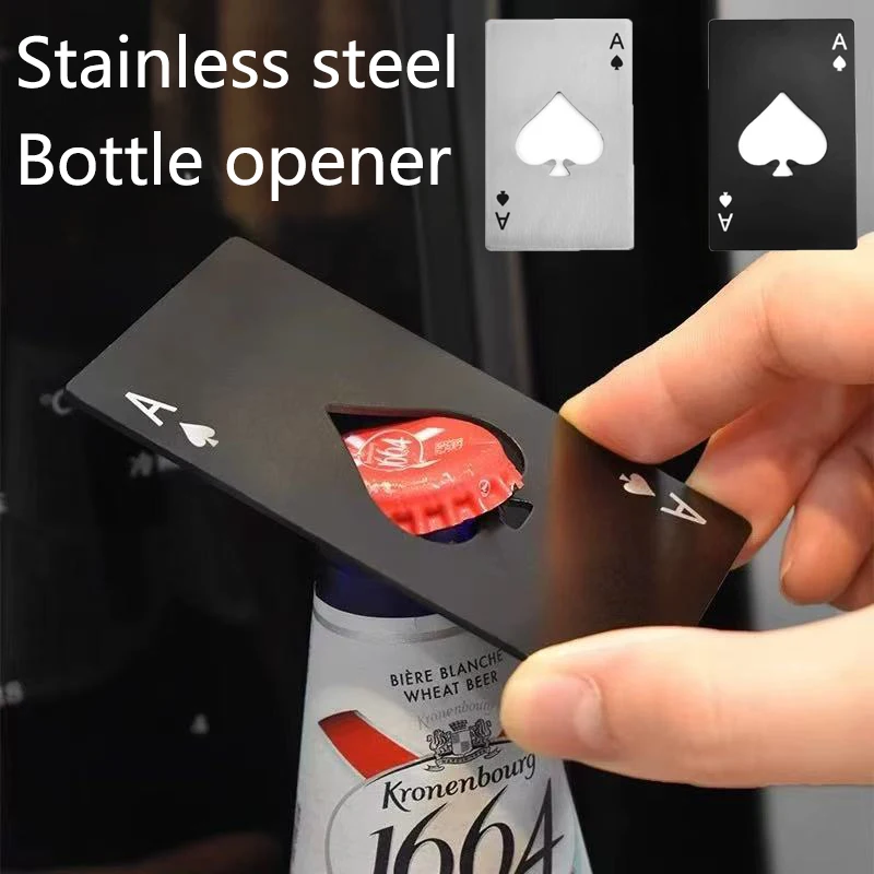 

1Pcs Creative Poker Shaped Bottle Can Opener Stainless Steel Credit Card Size Bar Restaurant Beer Metal Opening Tool Gift