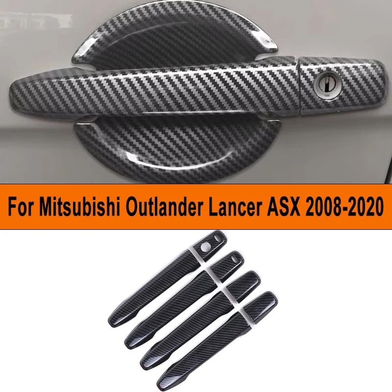 

Carbon Fiber Pattern Car Door Handle Bowl Cover ABS Sticker Styling Accessories For Mitsubishi Outlander Lancer ASX 2008-2020