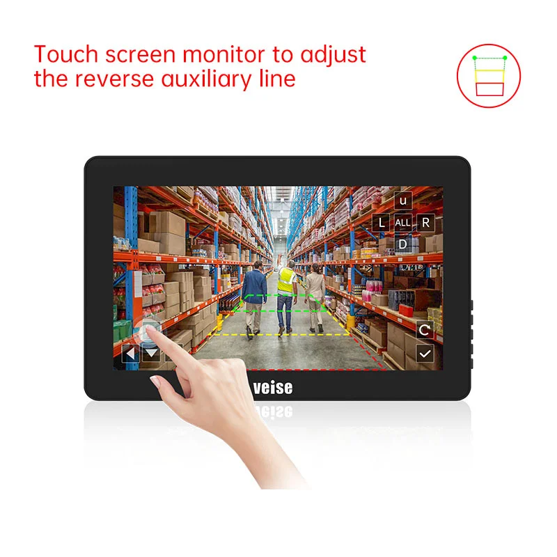 10.1-inch Touch Ai Backup Camera System With Adjustment Reversing Auxiliary Line Warning Zone For Vehicle Safety