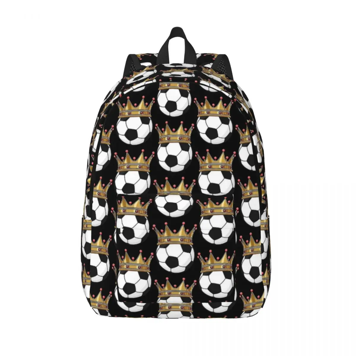 Soccer Crown King Backpack for Men Women Teenage High School Business Daypack Soccer Player Sports Team College Canvas Bags Gift