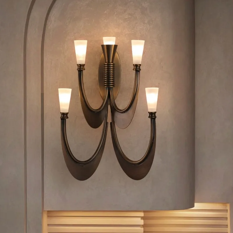 American retro living room dining room chandelier, bedroom light, corridor light, sun room stairwell medieval candle French lamp