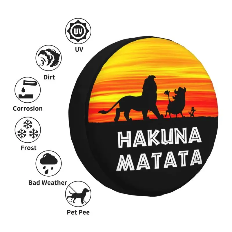 Custom Hakuna Matata Spare Tire Cover for Jeep Pajero Funny Timon Pumba SUV RV 4WD Car Wheel Protectors Accessories 14\