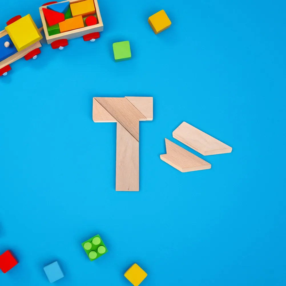 

Набор из 2 деревянных головоломок Т-образной формы для детей: развивающие пазлы для когнитивного развития, изучения математики, координации рук и глаз, DIY