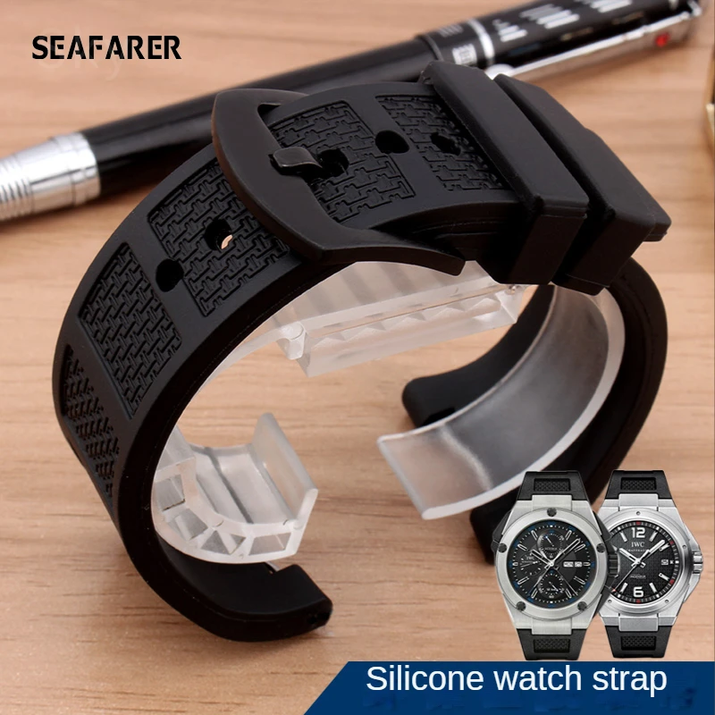 Notch Silicone Watch Strap for IWC Engineer 322503 323601 Waterproof Sweat-Proof Rubber Watch Band Accessories 30 16mm Wristband