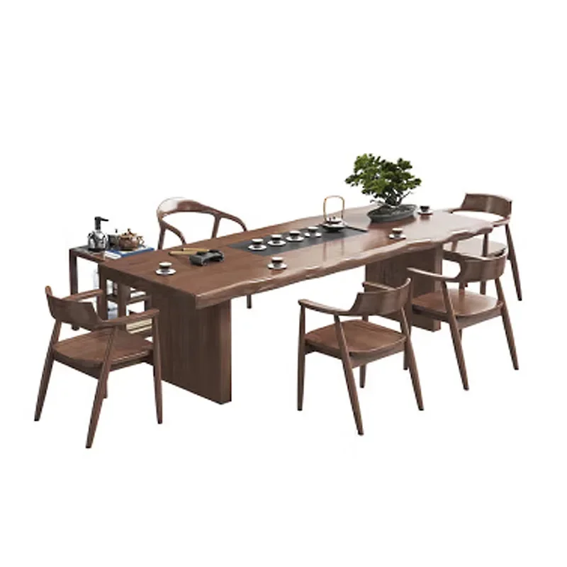 

New Chinese-style large board tea table coffee table full set household living room solid wood tea office tea and