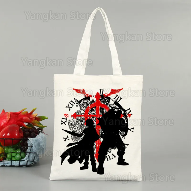 Fullmetal Alchemist Anime Brotherhood Simple Package Elegant Canvas Bag Handbags Shoulder Bags Casual Shopping Girls Handbag