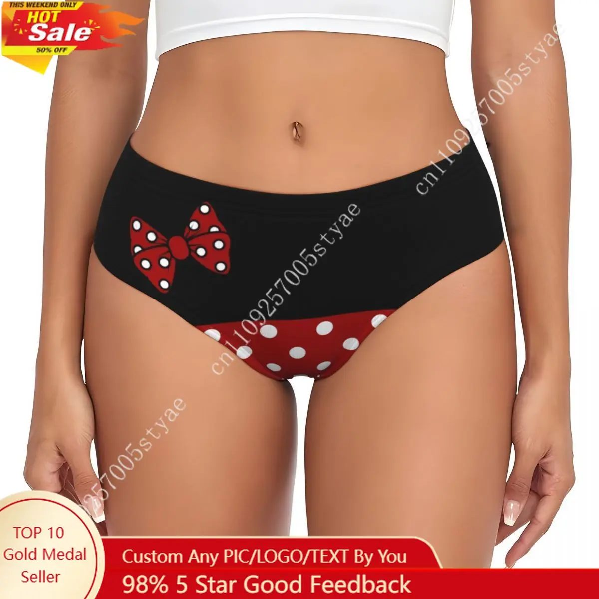 

Custom Women Diy Cute Cartoon Minnie Character Brief Panties Female Soft Underwear Underpants