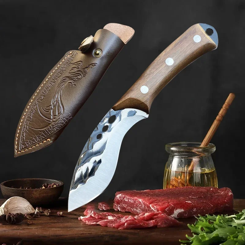 Butcher Boning Knife Cleaver Meat Chopping Vegetable Kitchen Knives Hand Forge Blade Wood Handle Chef Knife Slicing Utility Tool