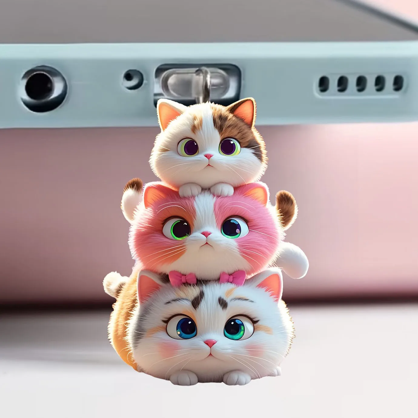 Acrylic Phone Dust Plug Colorful Cute Cartoon Dust Plug Cat Phone Dust Plug High-Quality For Everyday Use Samsung Mobile Device
