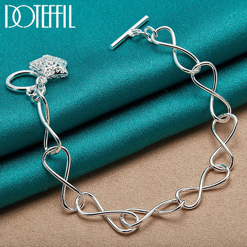 DOTEFFIL 925 Sterling Silver Hollow Star Pendant Bracelet Chain For Woman Charm Wedding Engagement Party Fashion Jewelry