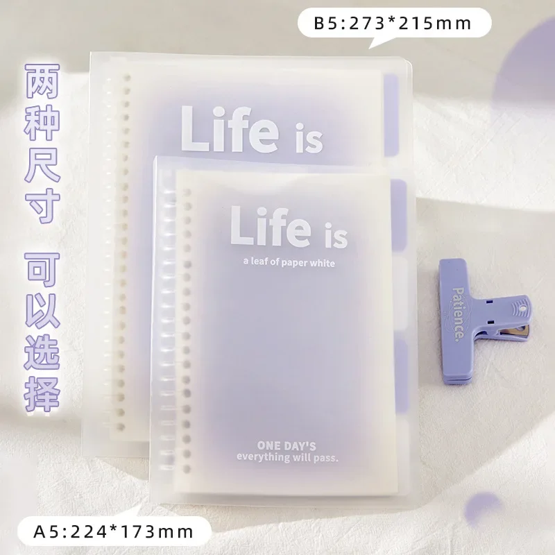 A5 B5 Transparent Loose Leaf Binder Notebook Gradient Color Memo Note Diary Notebook for For Junior High School Students