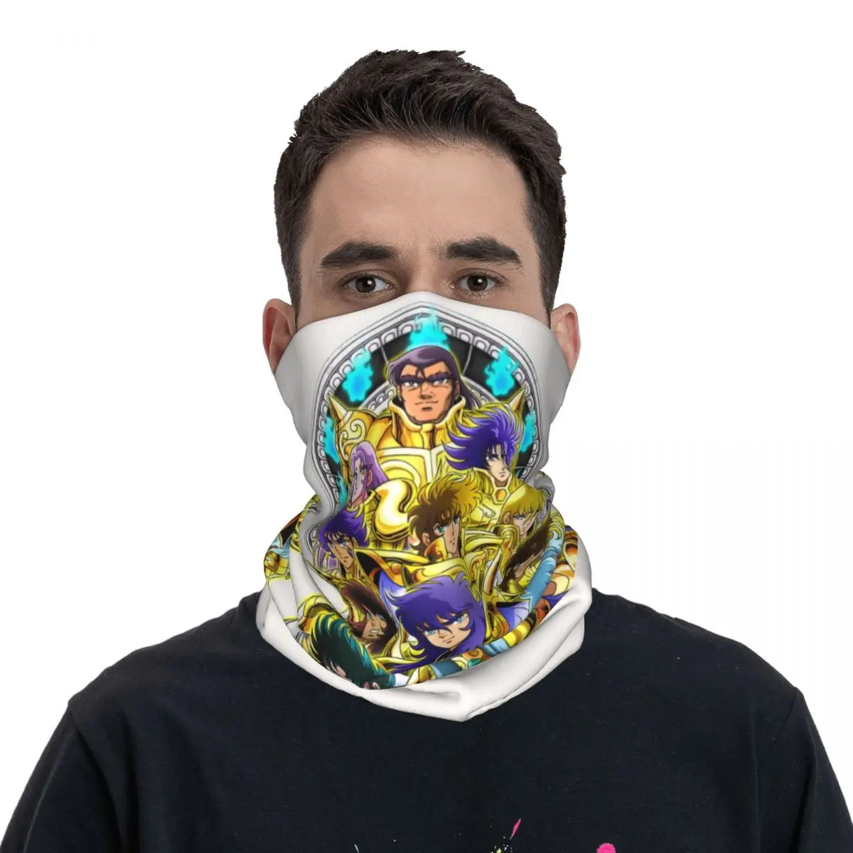 커스텀 세인트 세이야 별자리 기사단 만화 반다나 넥 게이터 자외선 차단 페이스 스카프 커버 여성 남성 헤드밴드 튜브