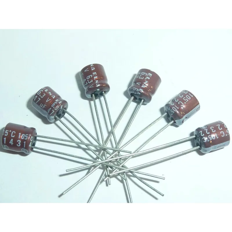 20pcs/200pcs 47uF 6.3V Japan ELNA 5x5mm 6.3V47uF Audio capacitor Brown HIFI DIY