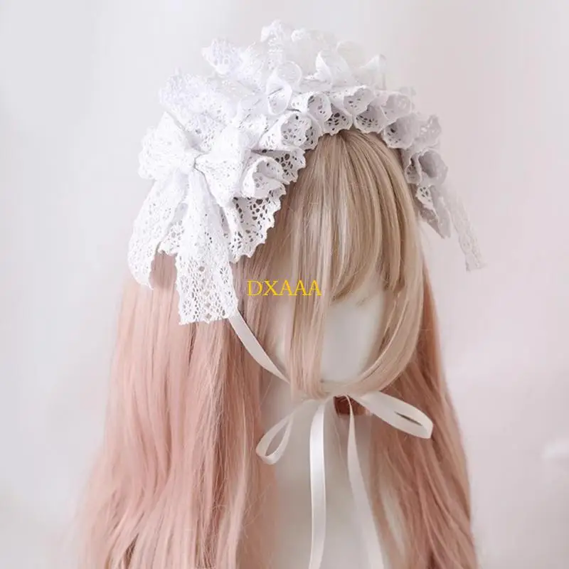 DXAA Lollipops Người Giúp Việc Cosplay Đầu Mũ Đội Đầu Ren Hoa Tóc Phụ Kiện Tóc Xù Ren Dây Đội Đầu Dành Cho Nữ Cô Gái Quà Tặng