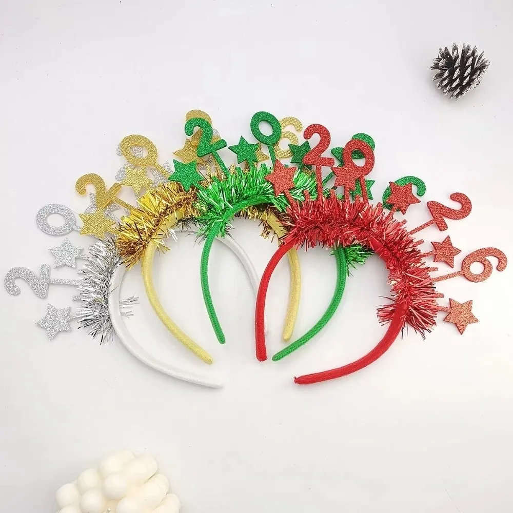 

Sequin 2026 Happy New Year Headband Sweet Creative Christmas Headpiece Photo Prop Colorful New Year Decorative Headdress