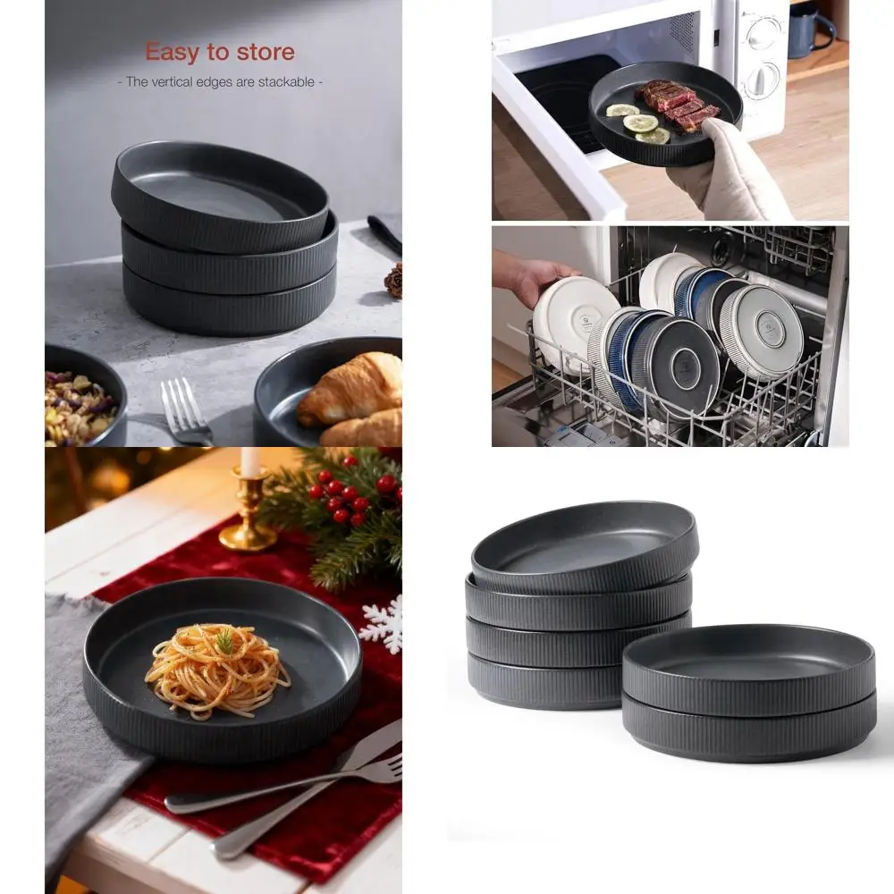 

Набор из 6 больших матовых темно-серых мисок для пасты, ужина и салата, 8.25 дюйма