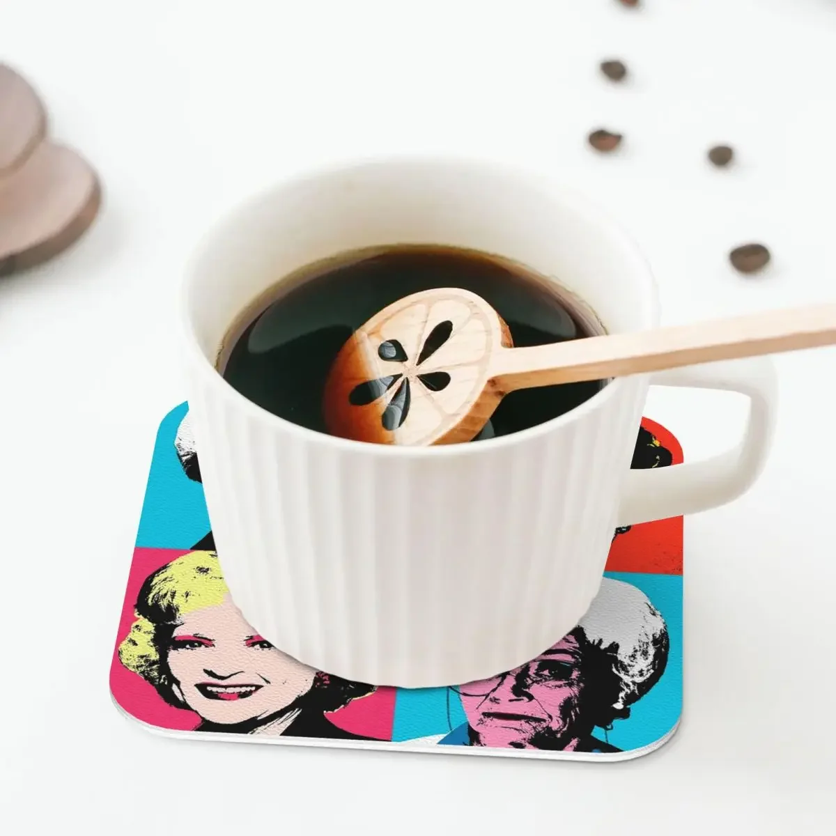 Golden Warhol Girl Coasters Kitchen Placemats Non-slip Insulation Cup Coffee Mats For Decor Home Tableware Pads Set of 4