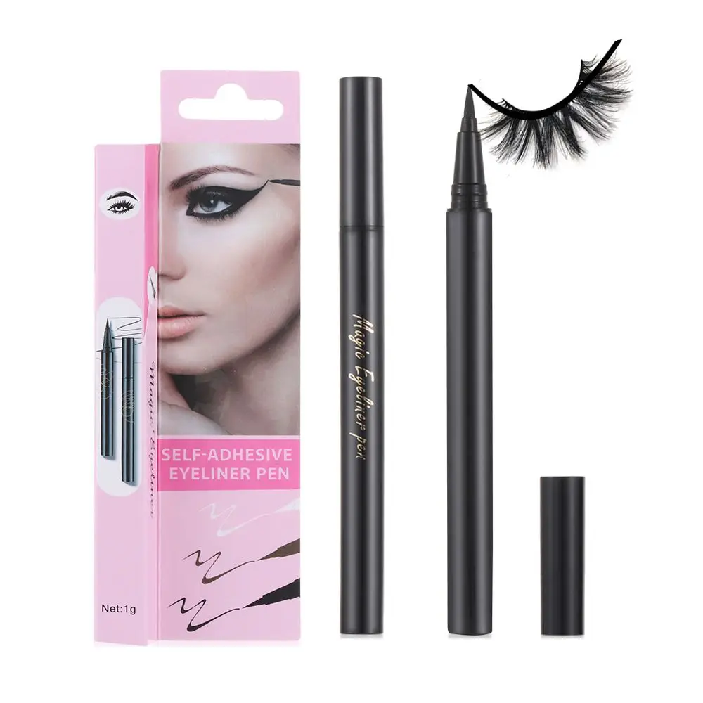 Easy to use No Glue Magnetic Needed Self-adhesive Eyeliner Adhsive Liner 2 in 1 Eye Liner Magic Lash Glue Eyeliner Pen