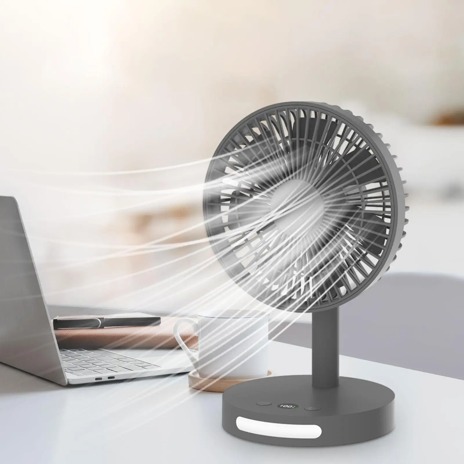 USB-Tisch ventilator leistungs starke Digital anzeige leise Mini-Desktop-Ventilator Mini-Luftzirkula toren Lüfter Nachtlicht für das Home Office