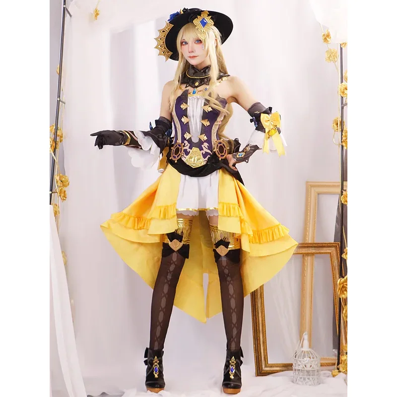 In Stock 2 styles Navia Cosplay Costume Full Set Outfit Uniform Dress Hat Shoes Wig Genshin impact Navia Cosplay Props