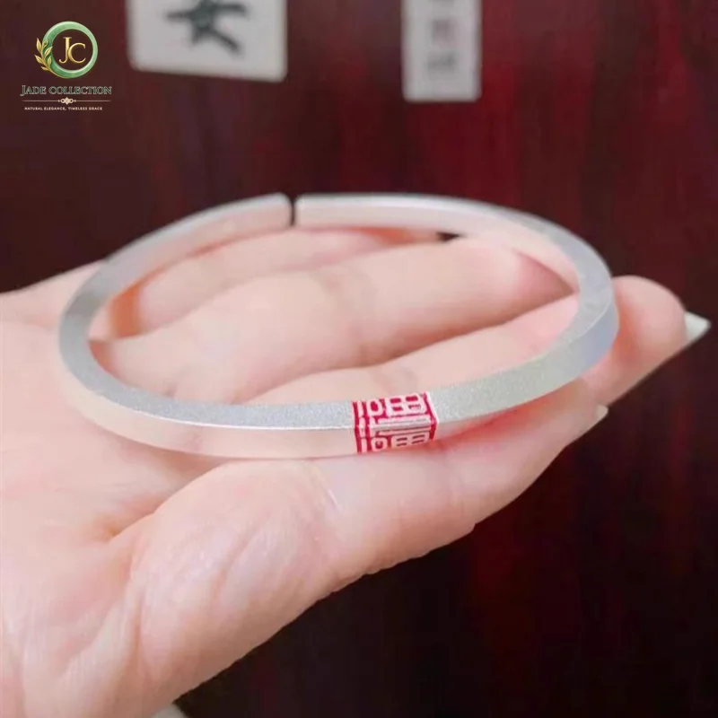 9999 Square Fu Character Bracelet Women New Style Silver Open Bangle