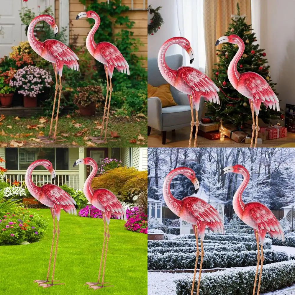 

Pair of Metal Pink Flamingo Lawn Statues for Outdoor Patio and Garden Décor