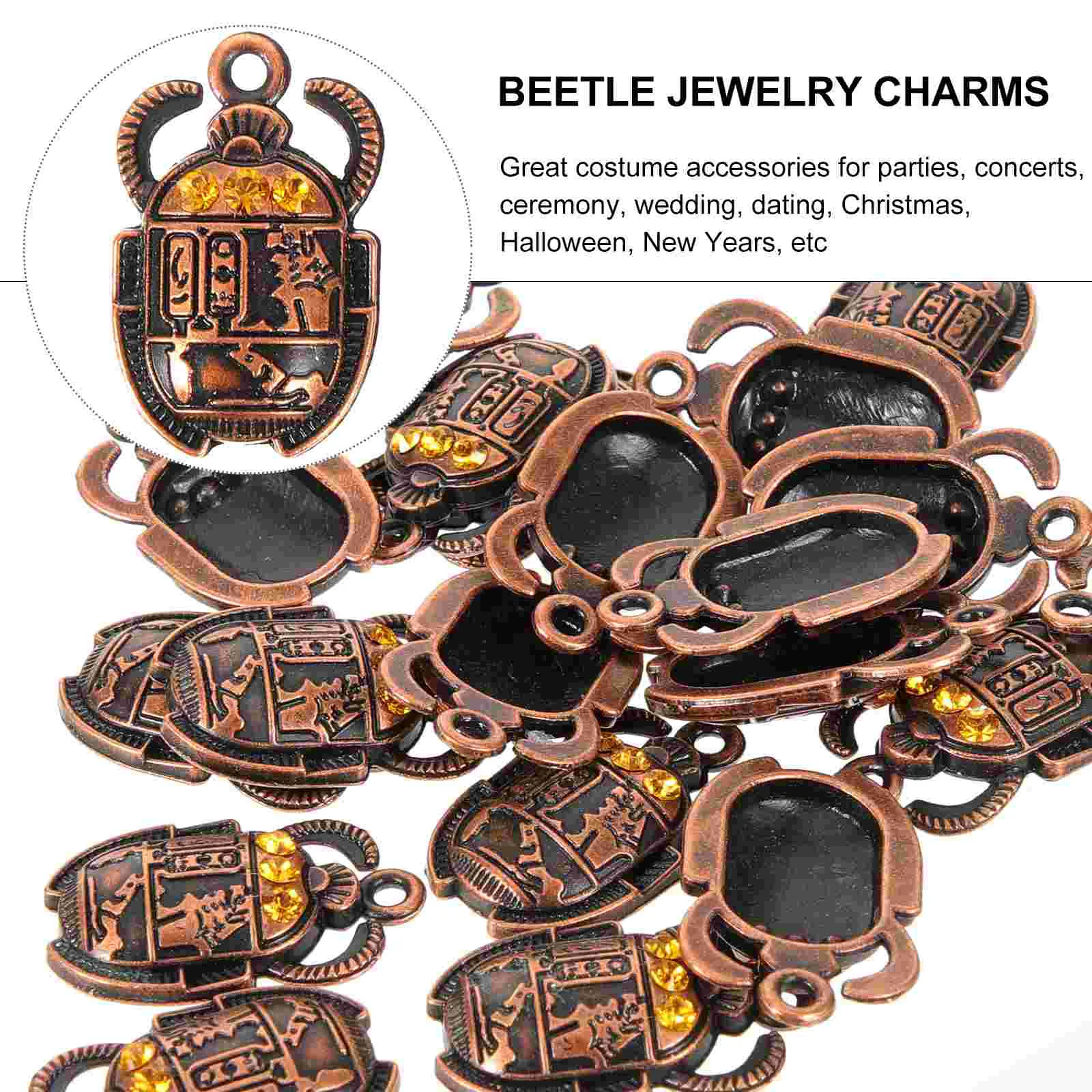 20 Pcs Scarab Pendant Keychain Beetle Rhinestone Jewelry Metal Charm Egyptian DIY Alloy Necklace image 5