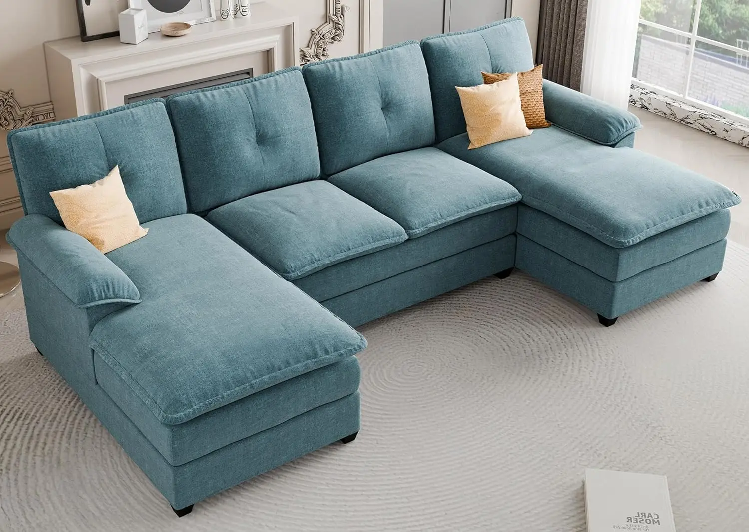 

Sectional Couches for Living Room, U-Shaped Couch 4 Seat Sofas with Double Chaises, Modern Modular Sectional Sofa Set