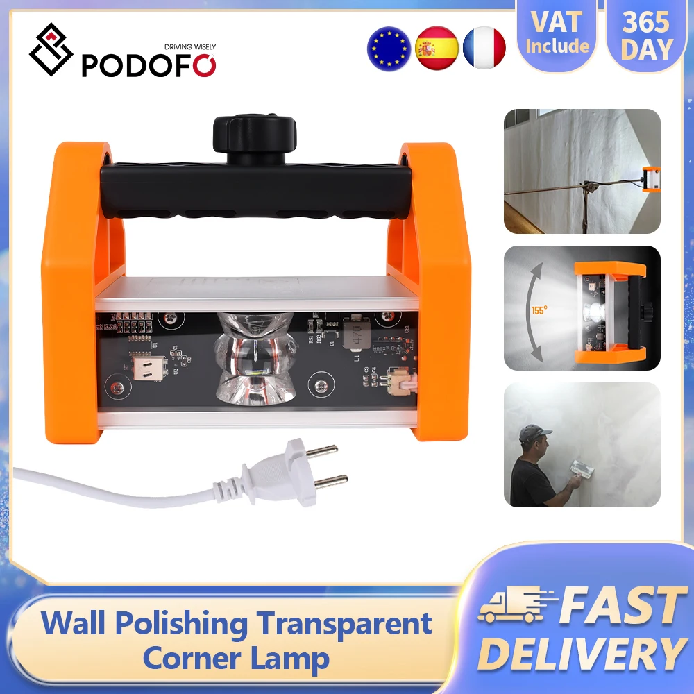 Lampada da parete per lucidatura Podofo, 1500 lumen, lampada angolare trasparente, lampada a LED con diodi importati, lampada per la verifica della superficie, strumento ausiliario per la lucidatura