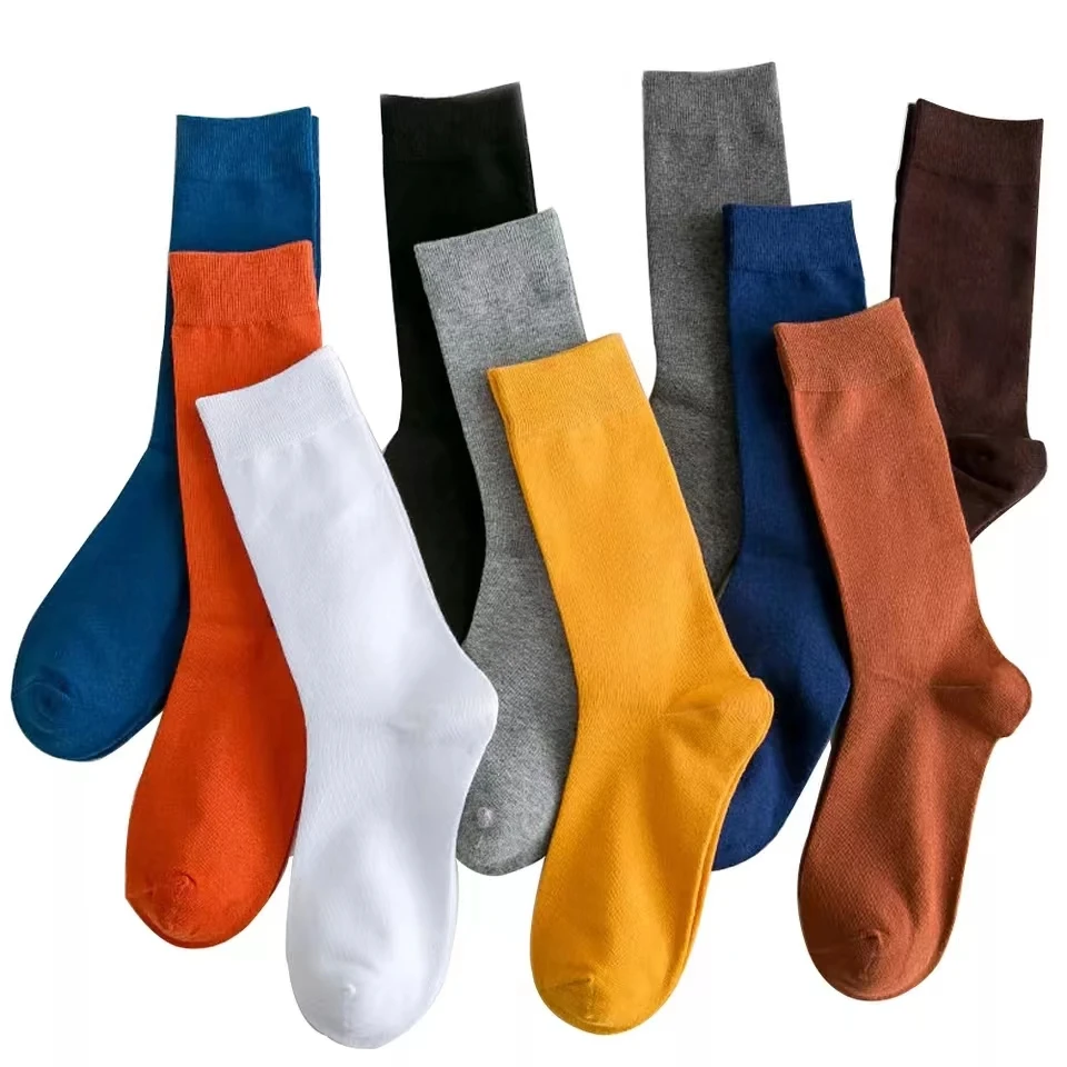 5 Pairs High Quality Spring Autumn Men\'s Cotton Socks Size38-45 Long Socks For Men Dress Socks Male Gifts Business Casual Sox