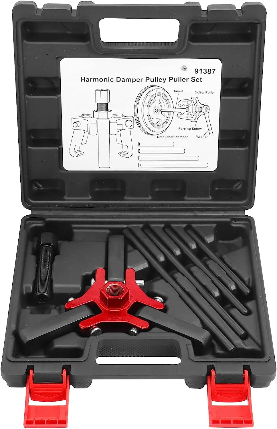 Harmonic Balancer Puller Set,Adjustable 3-Jaw Puller for Removing Damper Pulley Fit For Chevy GM Chrysler Auto Repair Tools