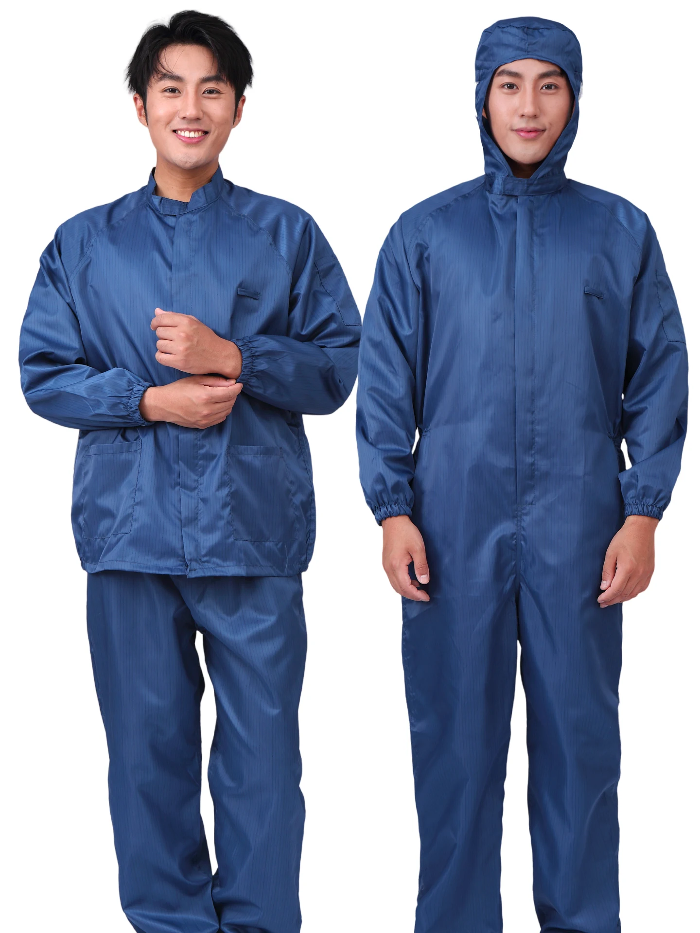 Static-Dissipative Dust-Free Workwear Suit Qing Blue Anti-Static Overall Engineering Protective Clothing Zipper Closure Facto...