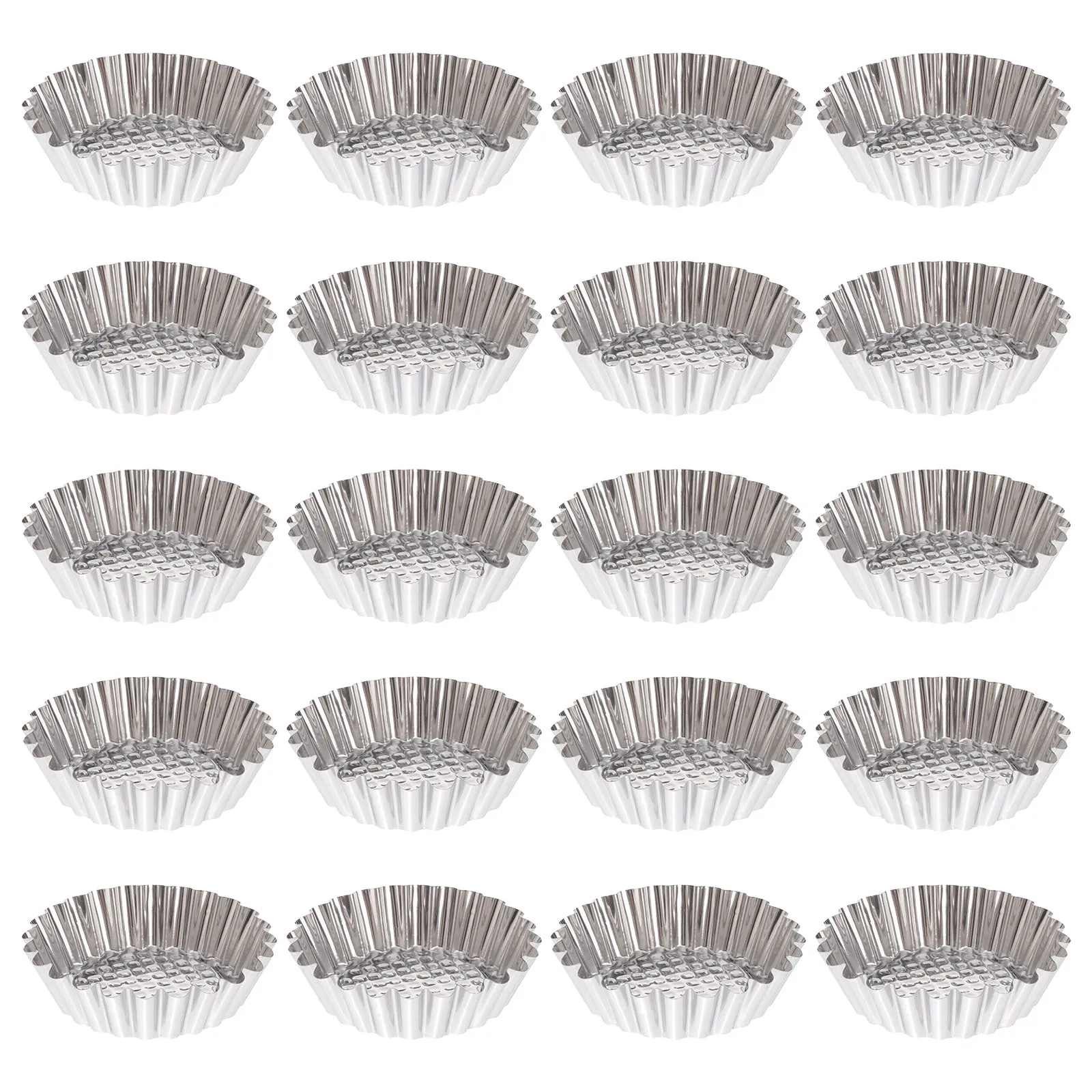 

20 PCS Egg Tart Mold Easy Release Baking Molds Non-stick Pans Pie Reusable Muffin Cups Stainless Steel Round Shape